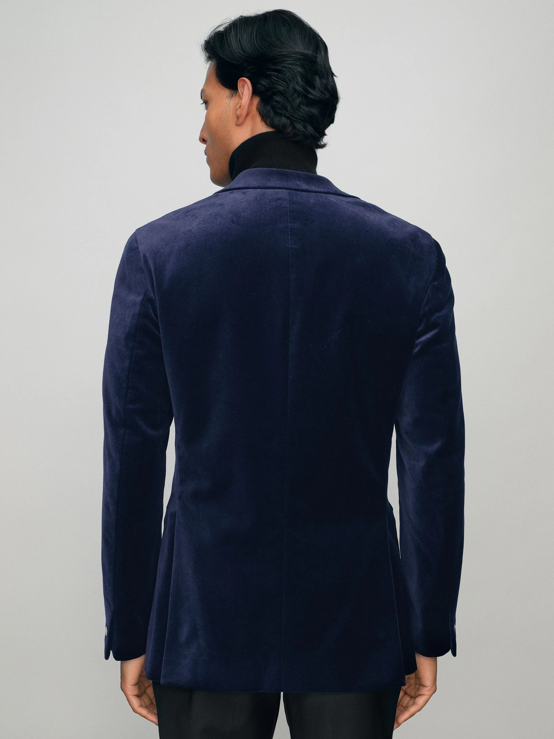 Helderblauw - Reiss Apsara Tailored Single-Breasted Velvet Blazer Slim-Fit