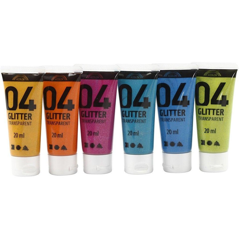 A-Color - Akrylmaling - Glitter - (6 x 20 ml)