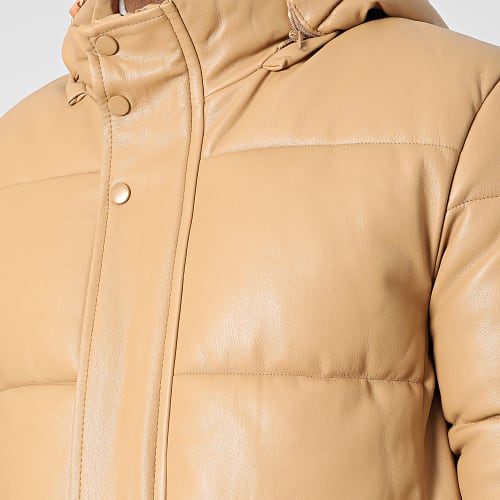Doudoune Capuche Longue Enduit M22016 Camel