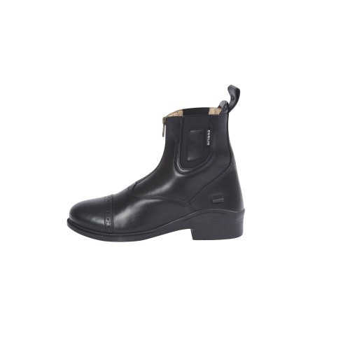 Botas de couro para adultos com zíper, pretas