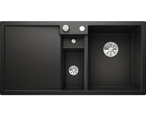 Blanco COLLECTIS 6 S spoelbak, 1000 x 510 mm, zwart, 525866, 1 bak, bak rechts, met bijzetbak en afdruiprek