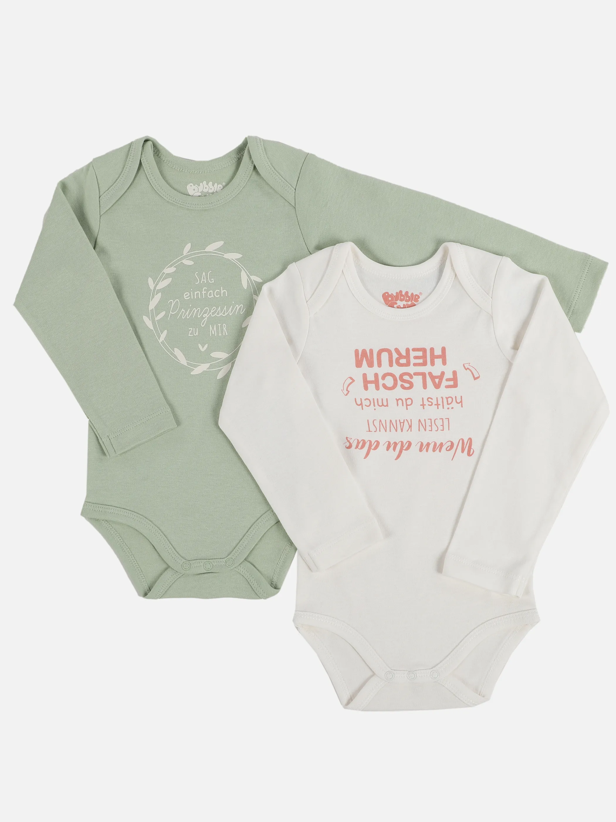 Baby Mädchen Langarmbodies mit Sprüchen im 2er Pack