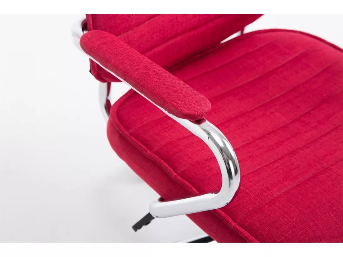 Chaise de bureau - Tissu & Métal chromé - Rouge - Rako