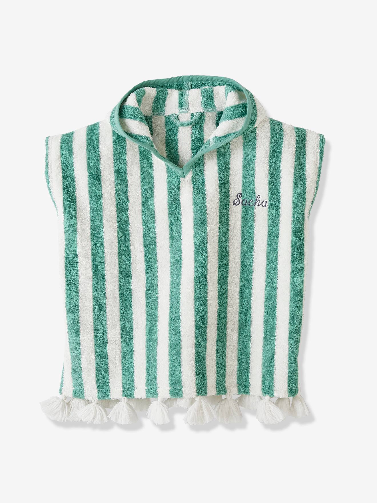 Poncho de banho personalizado para bebê, verde metálico médio