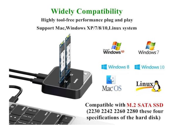 Maiwo K3016S Docking Station for harddisk Kloning av M.2 SAT SSD 5Gbps 1: 1 B & M-nøkkel
