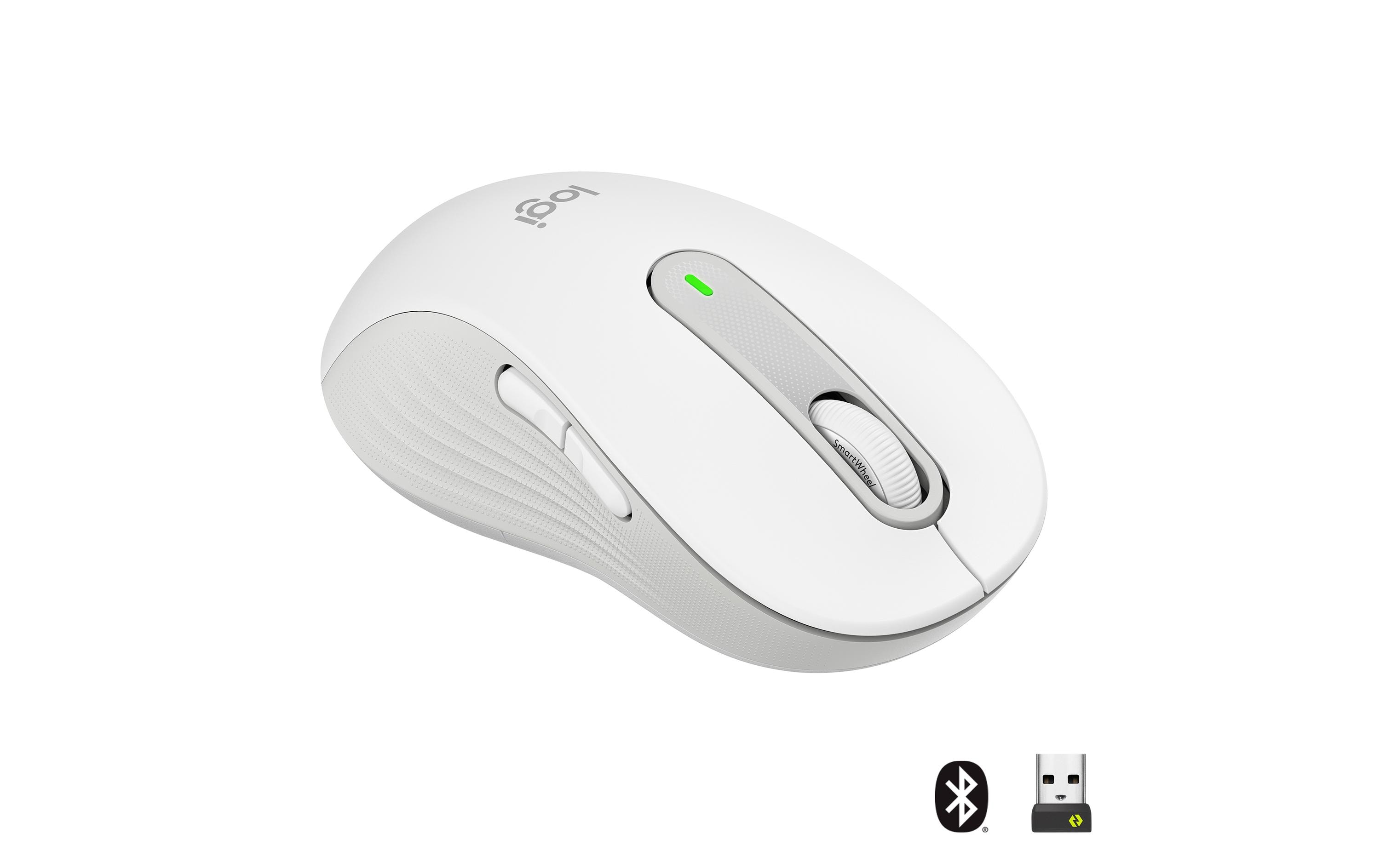 Maus Signature M650 L left WeissPräzise Wireless-Maus mit «Logitech SilentTouch»-Technologie