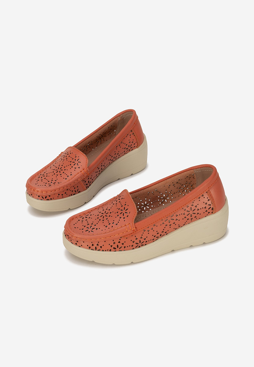 Mocassins femme en cuir orange Ysaia