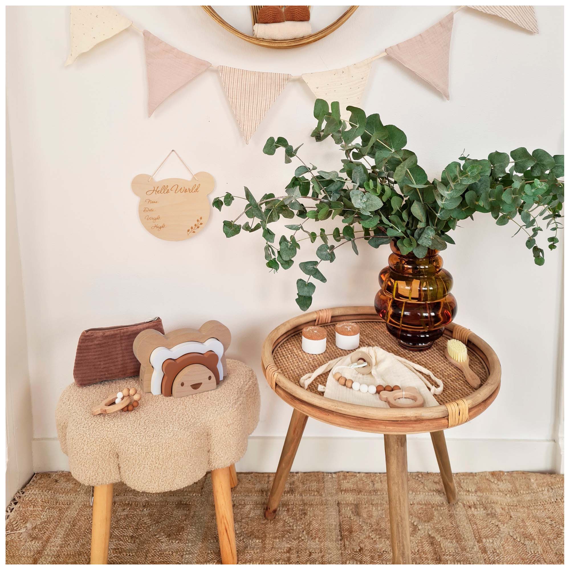 BamBam houten muurhanger Beer naturel