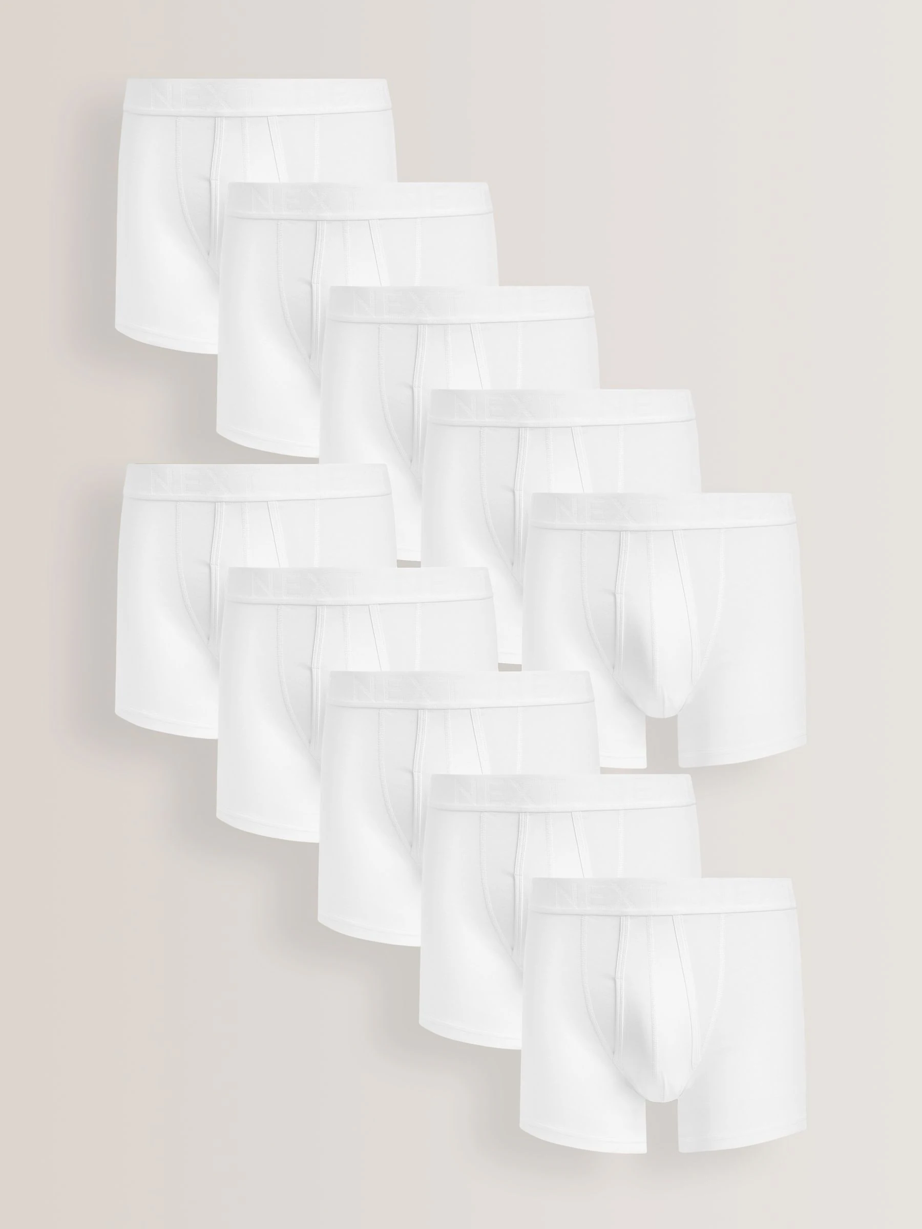 Wit - Standaard - 10 Boxershorts zonder plooi