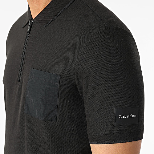 Polo Manches Courtes A Poche Poitrine Tech Repreve Pique 8729 Noir