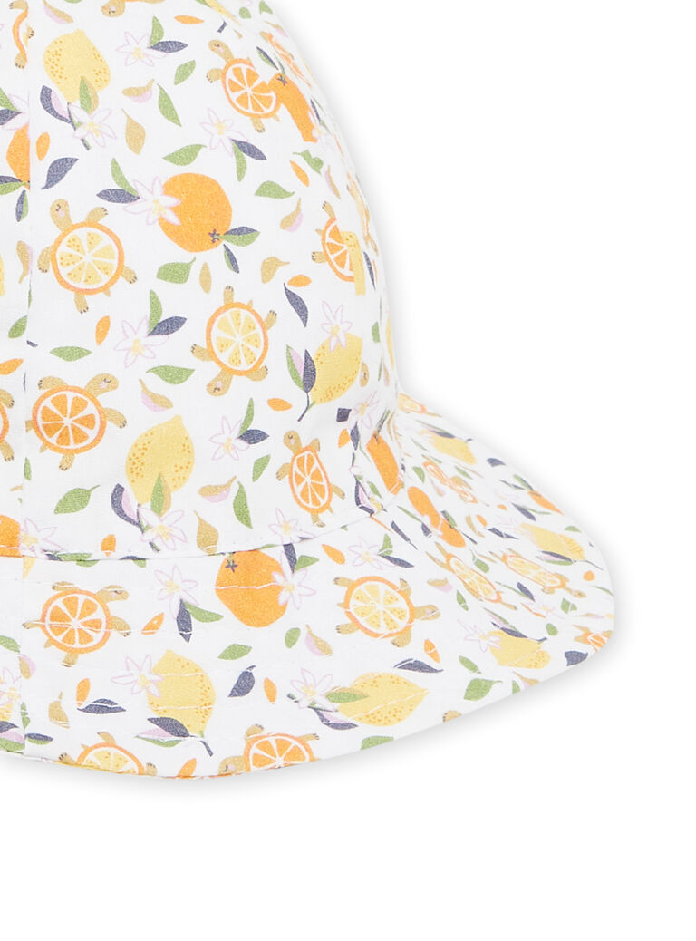 Chapeau blanc et jaune bébé fille