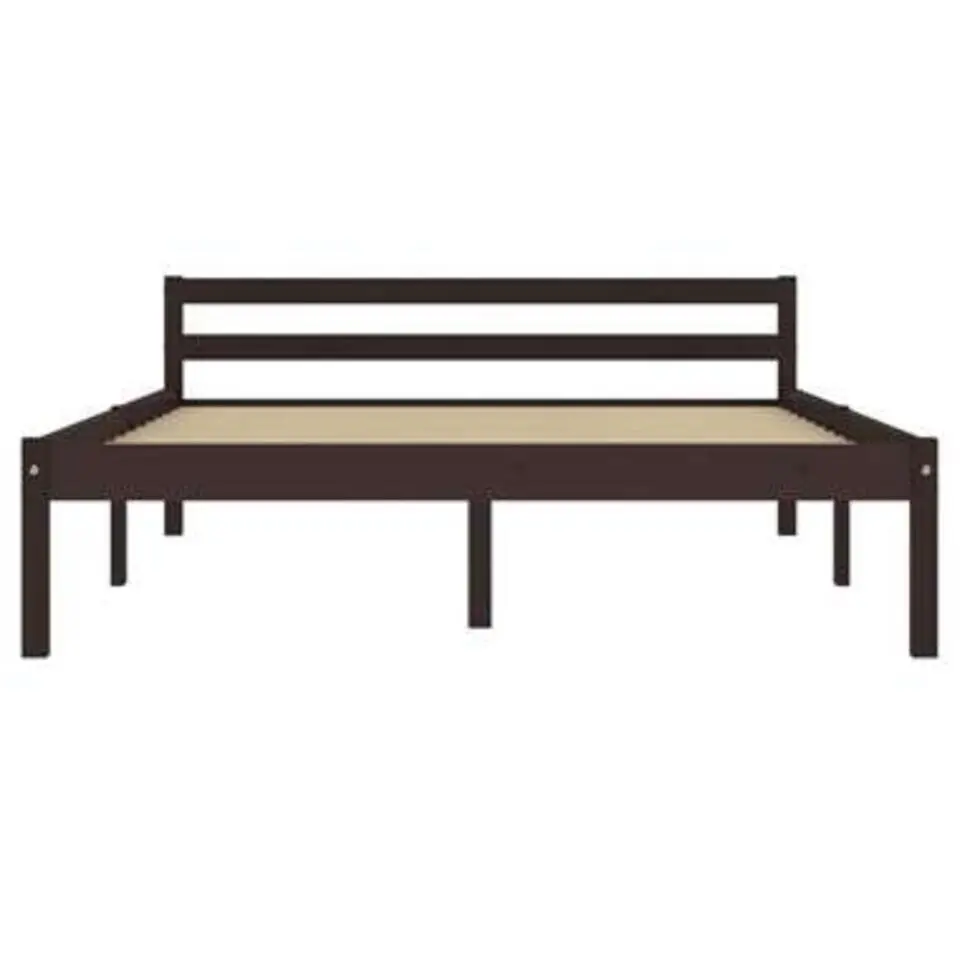 vidaXL - Bed met hoofdeinde - Donkerbruin - Massief grenenhout - 140x200 cm