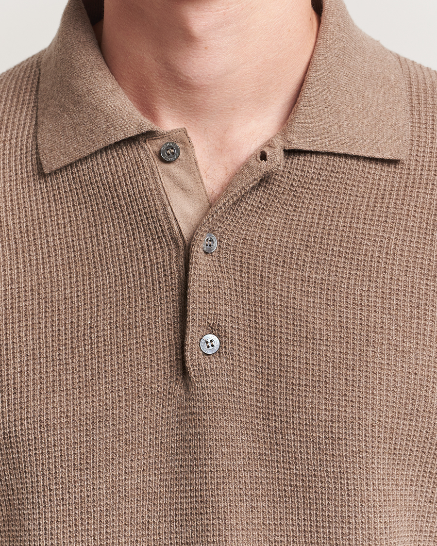 Canali Wool/Cashmere Long Sleeve Polo Brown