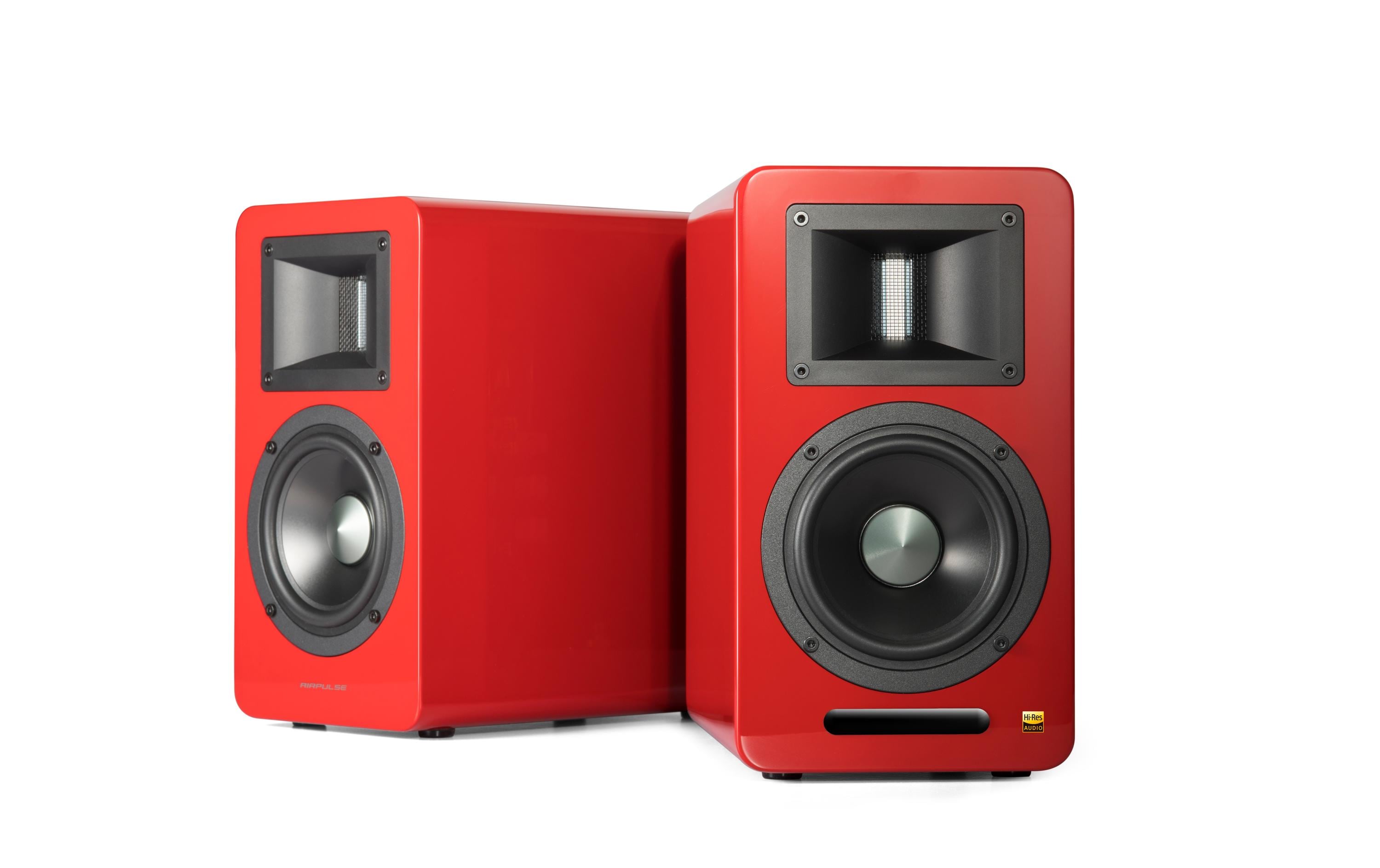 Regallautsprecher Paar Airpulse A100 Rot<br>Hi-Res Aktivlautsprecher mit Bluetooth und vielen Anschlüssen