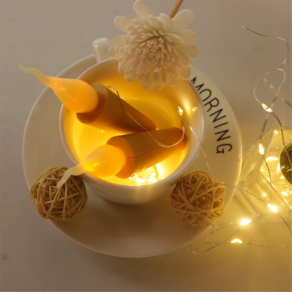 (10er Set) 2m 20 LED's Deko Lichterkette Flaschenlicht Kerze im Korken Look (inkl. LR44 Batterien) - Warmweiss