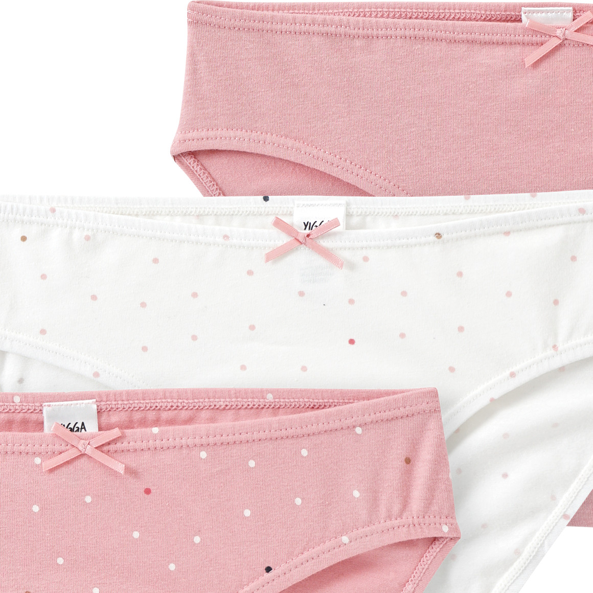 Yigga 3 Mädchen Slips mit Punkten weiss / rosa