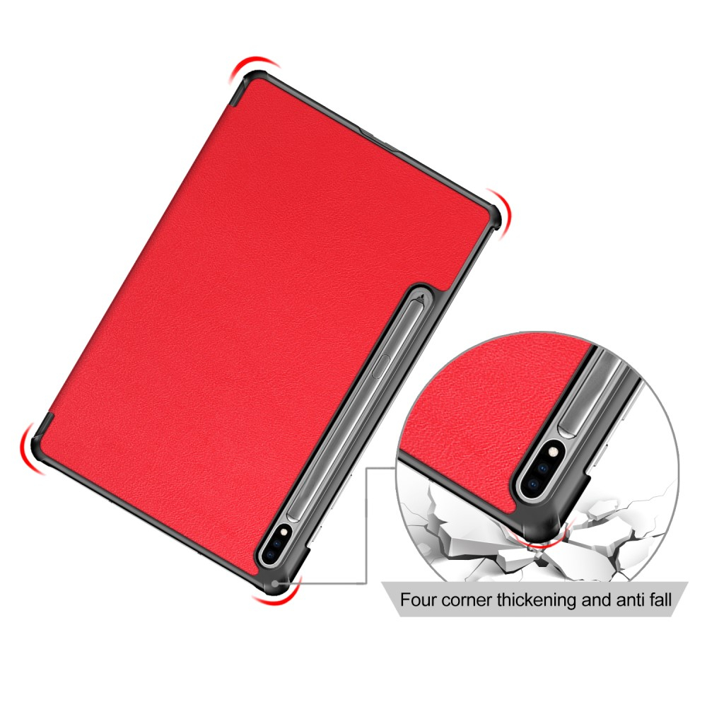Samsung Galaxy Tab S8  Plus / Tab S7  Plus / Tab S7 FE 5G Leder Tasche Smart Case Hülle   S-Pen Halterung - Rot / Schwarz