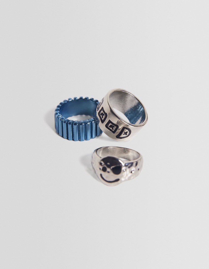 Conjunto de 3 anéis coloridos