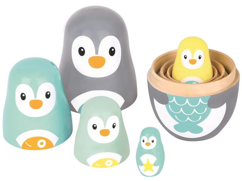 Spielba Holzspielwaren Matrjoschka Pinguin Motorikspielzeug aus Holz