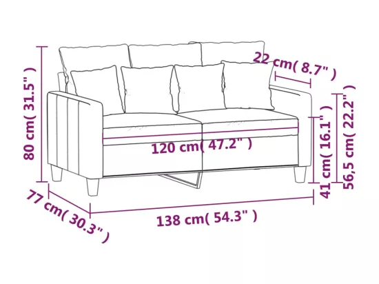 Canapé à 2 places Taupe 120 cm Tissu