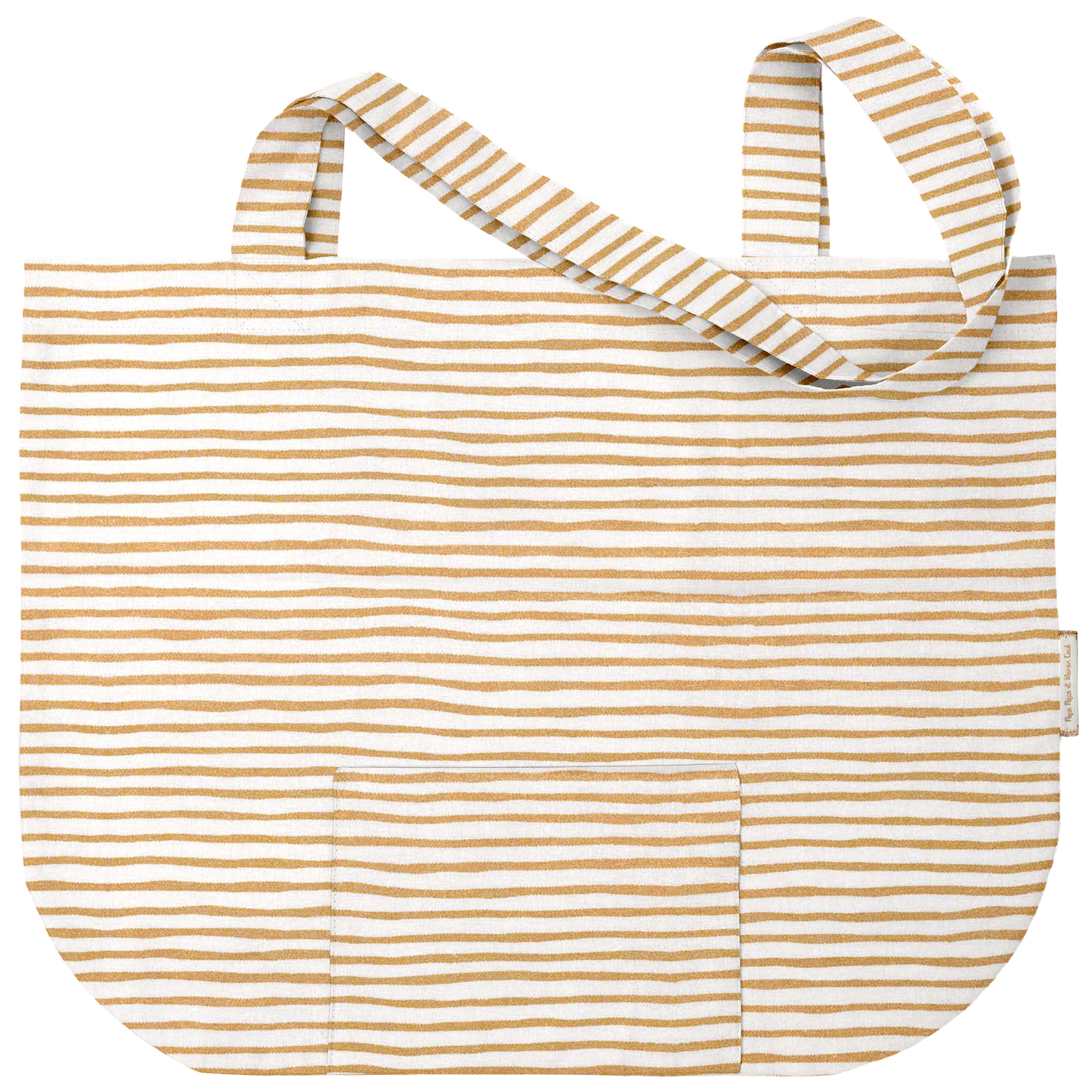 Sac Tote Bag Pliable Rayé Or Blanc