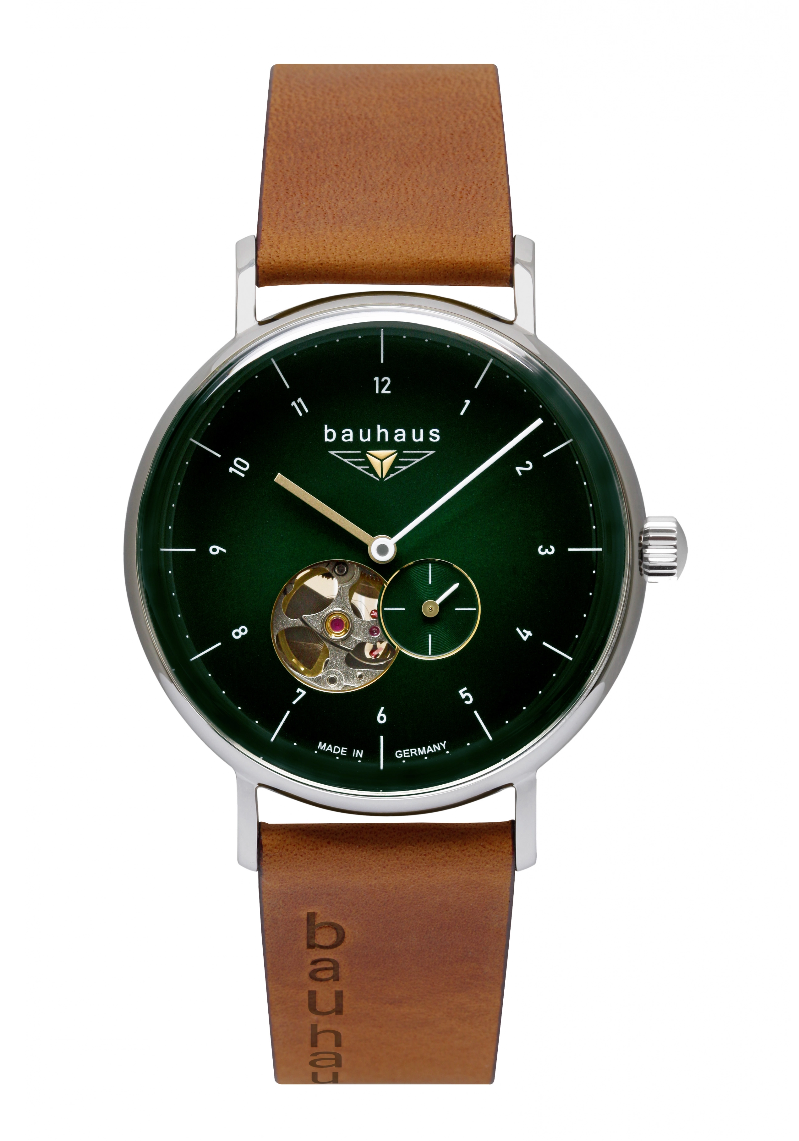 bauhaus Herrenuhr Open Heart Grün 2166-4