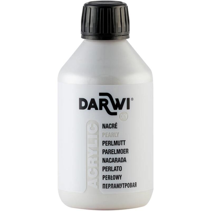 Darwi Flacon de 250 ml de Peinture Acrylique Universelle Nacrée - Blanc nacré