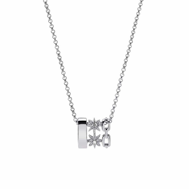 Collier Argent  étoile Sertie De Zirconium Blanc