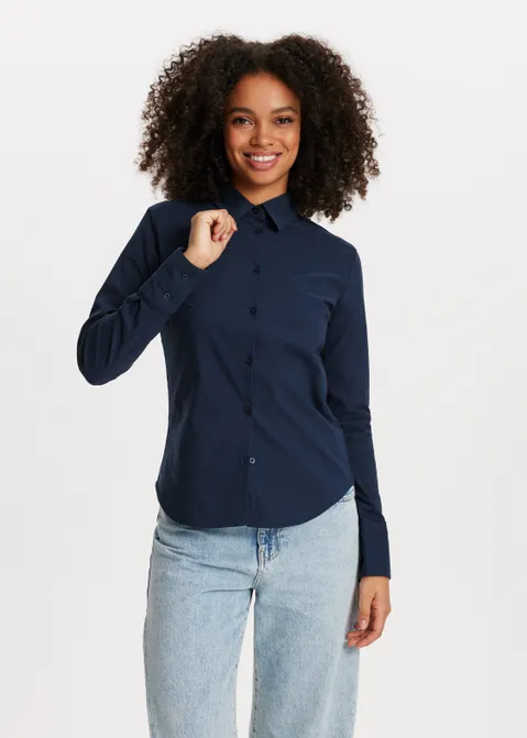 Basic stretch blouse blauw (BLW.D)