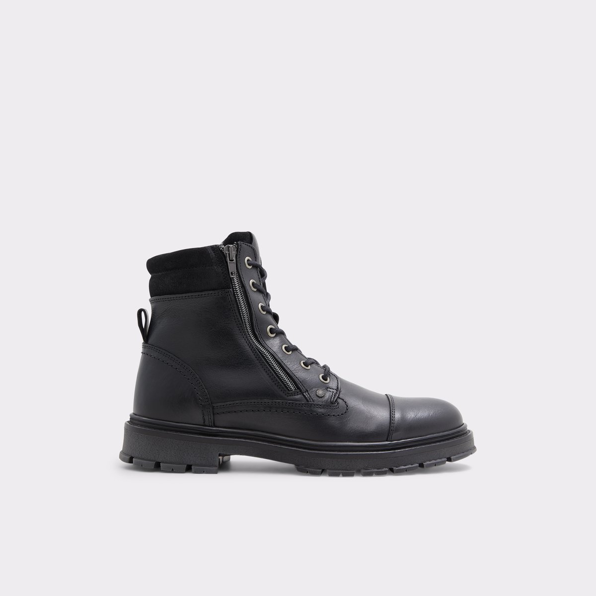 Caleseth Black Leather Smooth Men Lace-up boots