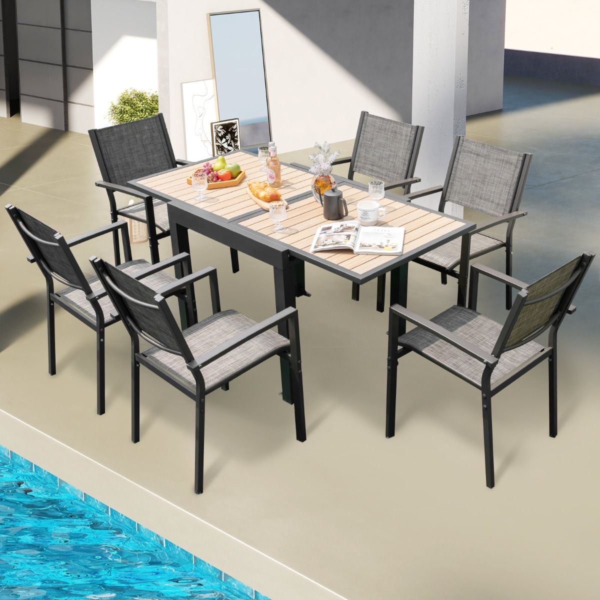 Table de Jardin Extensible en Aluminium Ajustable de 80 à 160 CM Table à Manger Extérieure Rectangulaire pour 4-6 Personnes Naturel - Lidl-Manfred