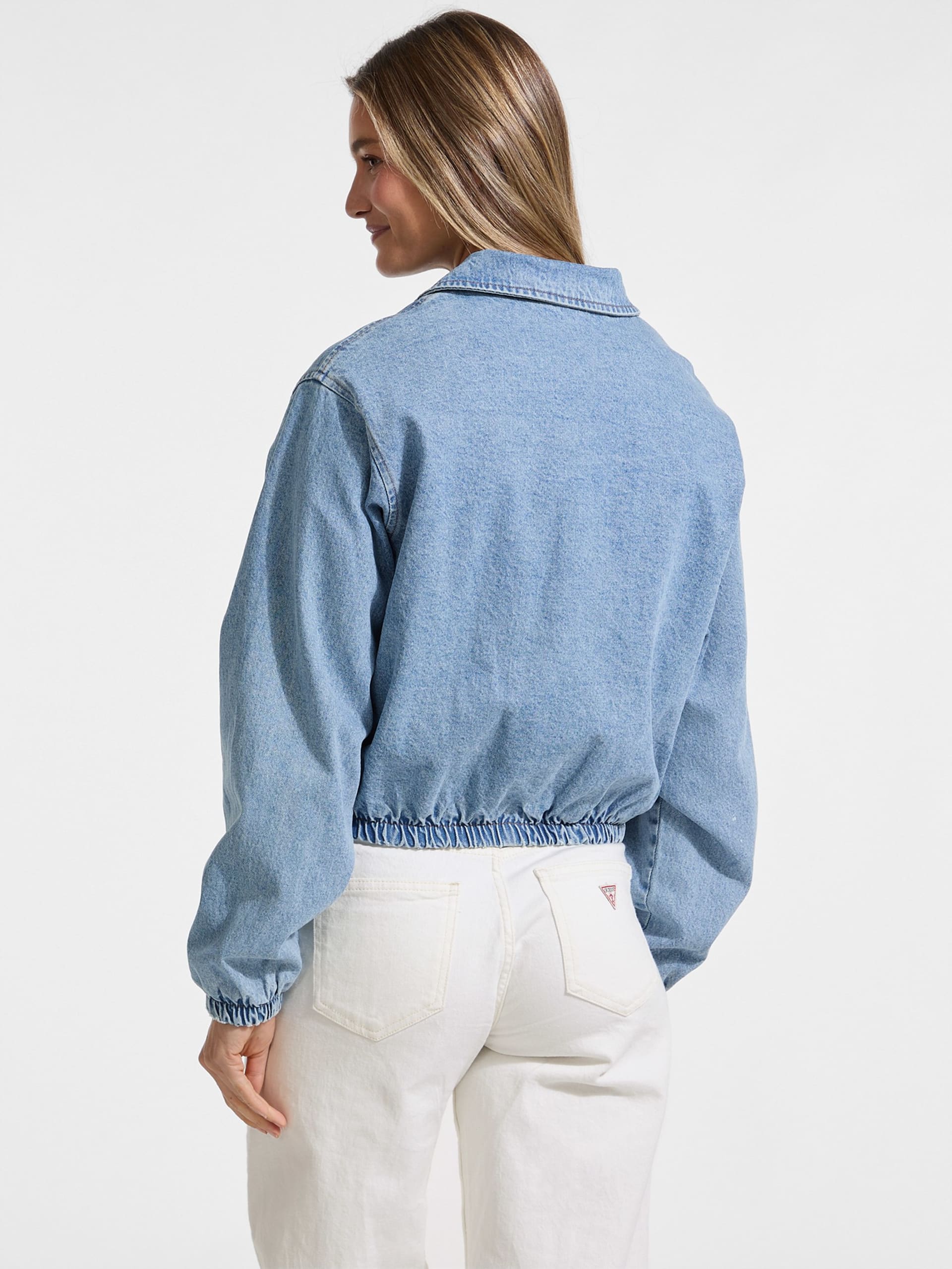 Jaqueta de Aviador em Jeans Bordada