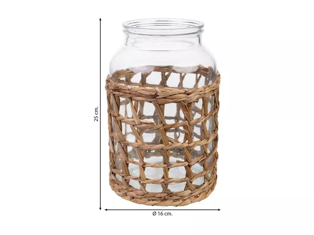 Vase en verre doublé de fibres naturelles