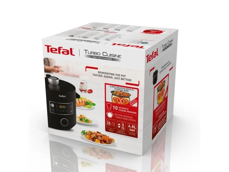 Tefal Turbo Cuisine CY754830, 5 L, 1090 W, 12 t, Kina, Sort, Dreje