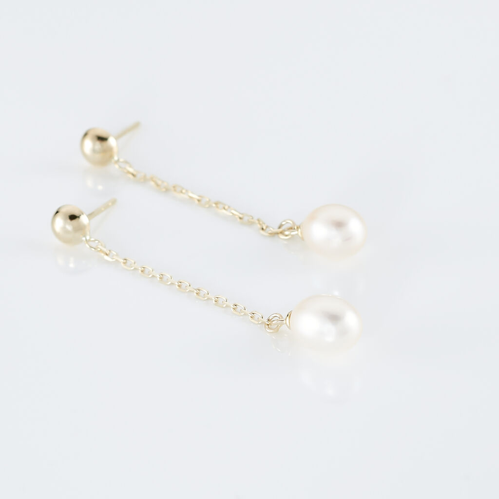 Boucles D'oreilles Pendantes Adriette Or Jaune Perle De Culture