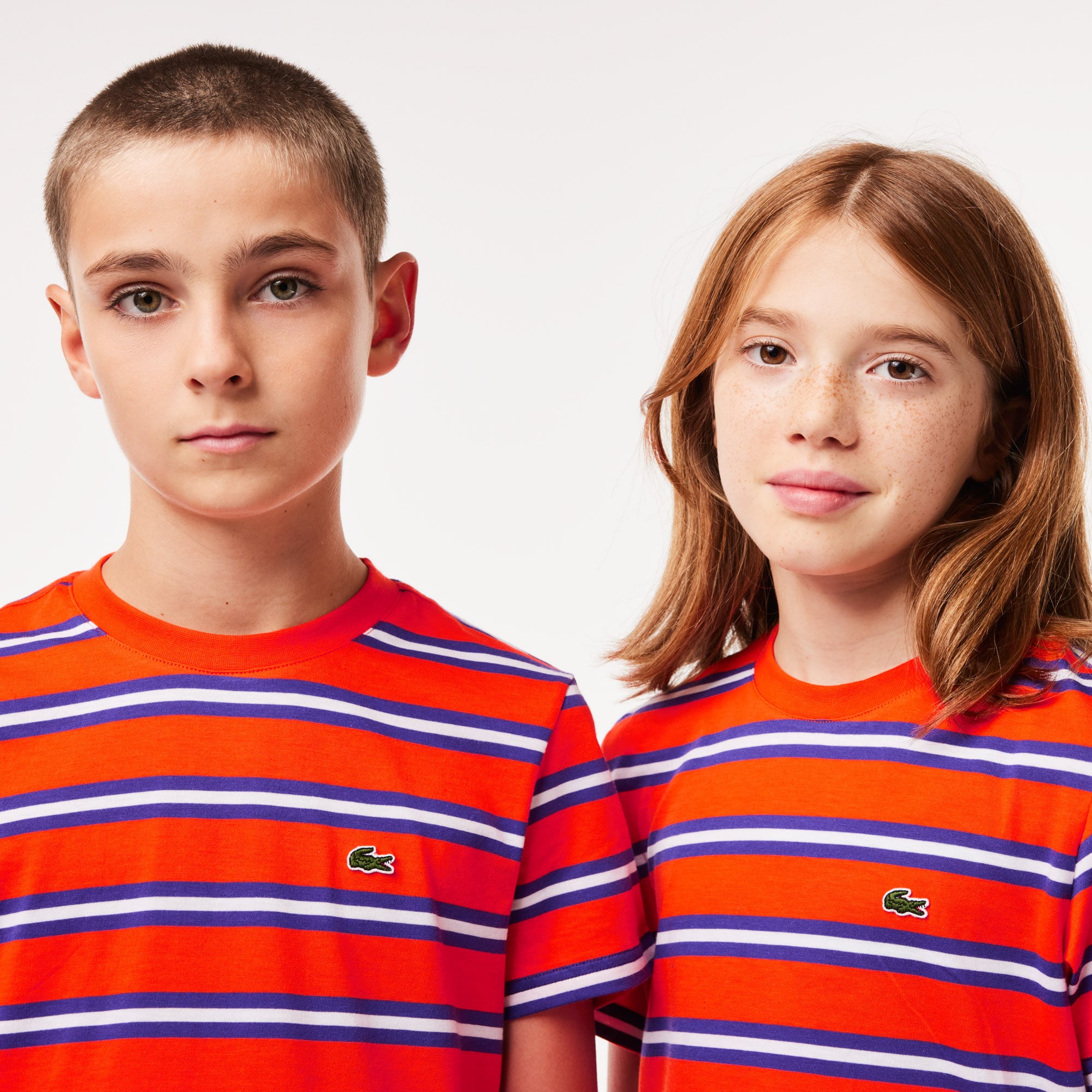 Kinder LACOSTE T-Shirt aus Baumwolljersey mit Streifen T-Shirts & Hemden - Orange - Lacoste - Kinder