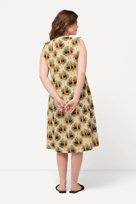 Midikleid, Palmen, V-Ausschnitt, ärmellos, Biobaumwolle