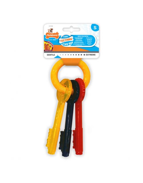 Nylabone Puppy Teething Key Flexible Geel&Blauw&Rood - Hondenspeelgoed