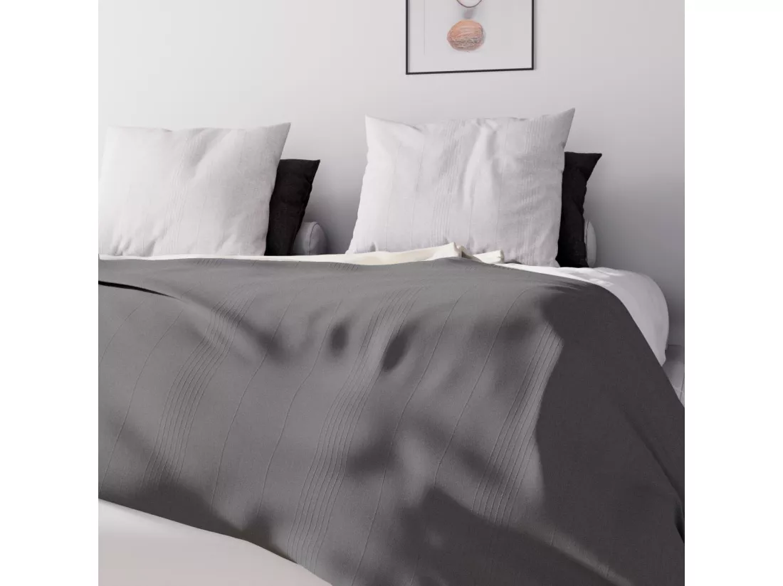 Jeté de lit Adèle gris 240x220 cm