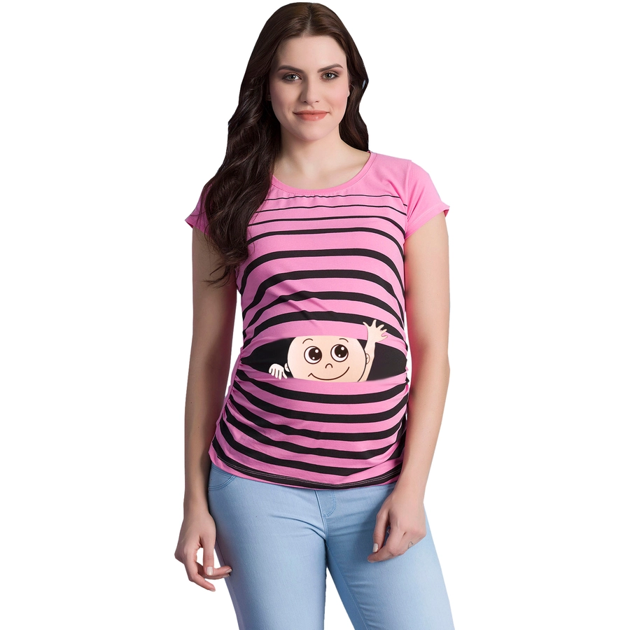 M.M.C. Umstandsshirt Winke Winke mit Motiv Rosa