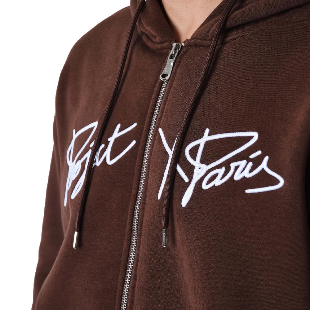 Project X Paris Sweat Zippé Marron Homme Project X Paris Broderie Origin