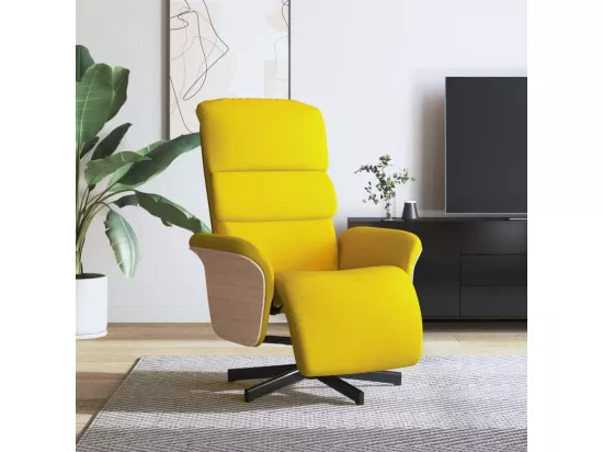 Fauteuil inclinable avec repose-pieds jaune clair tissu