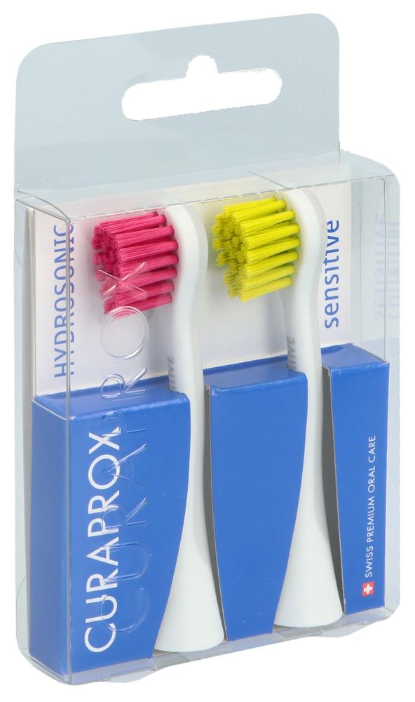 CURAPROX Hydrosonic Ersatzbürstenkopf sensitive rot-grün Blist 1 Paar