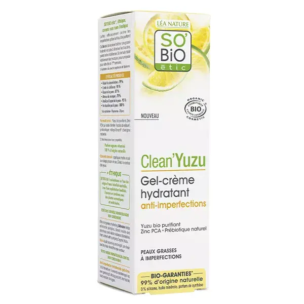 So'Bio Étic Clean'Yuzu Creme Gel Hidratante Orgânico Anti-Imperfeições 40ml