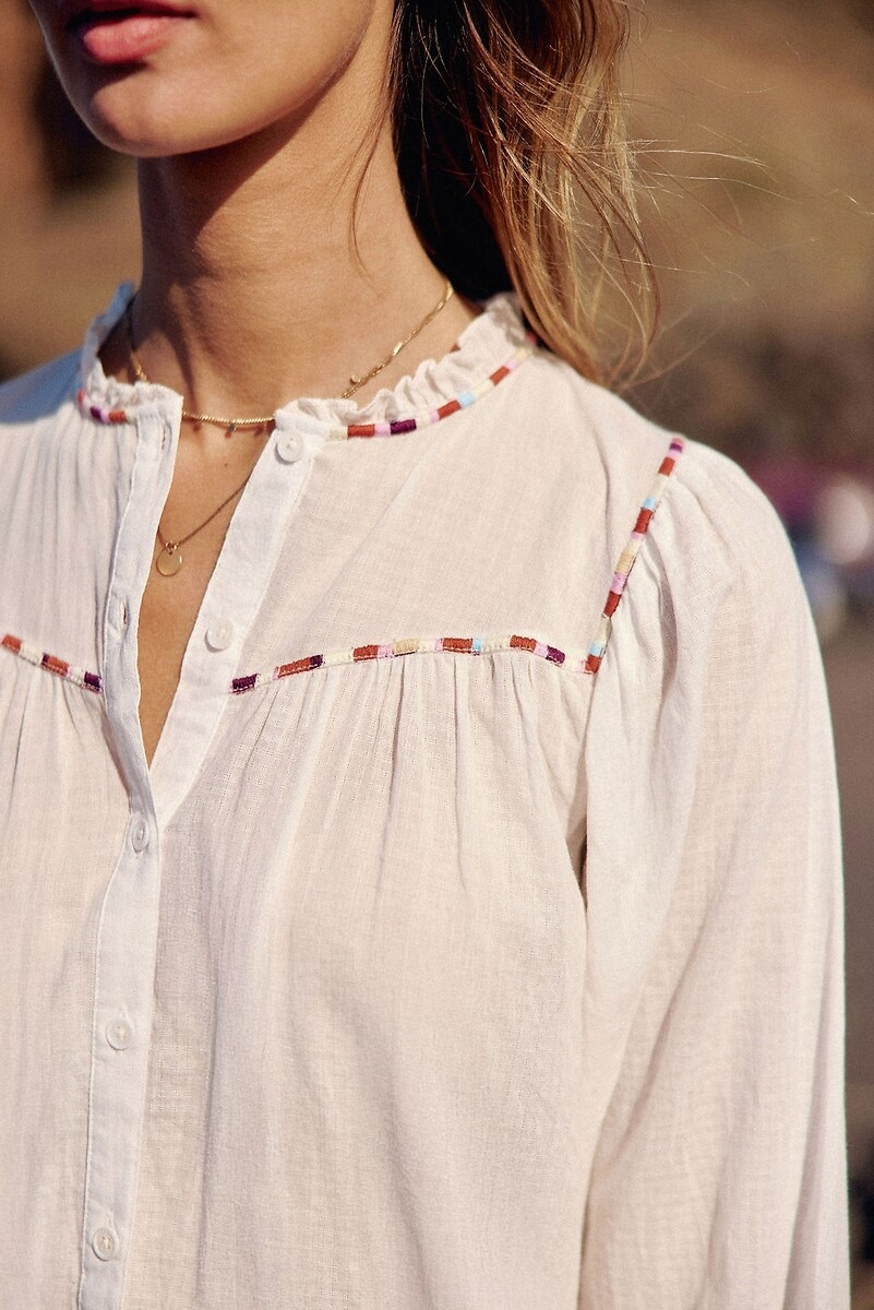 LA PETITE ETOILE<br>Blusa de algodão com decote redondo e detalhes bordados BEATTIE