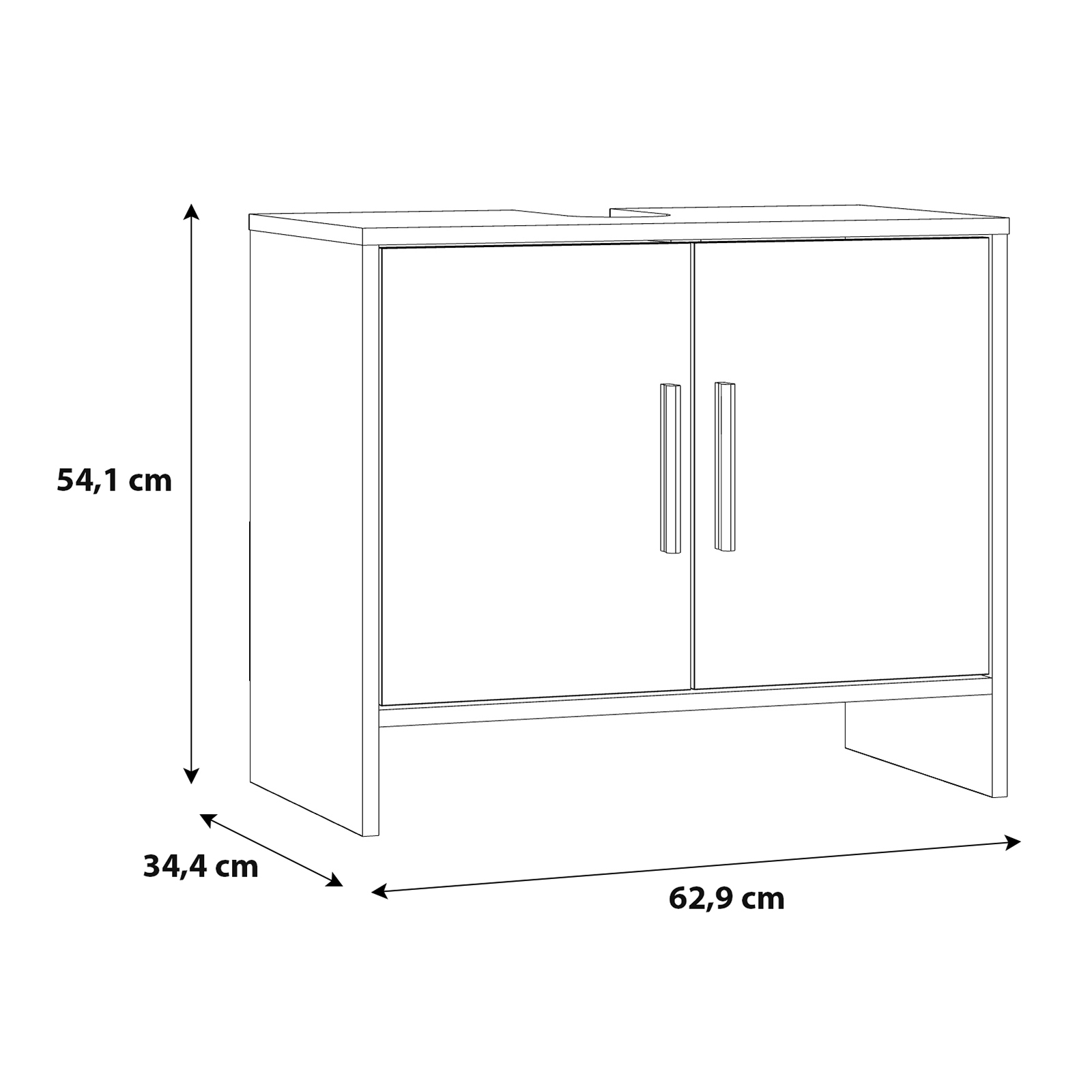 Waschbeckenunterschrank - Sonoma Eiche-weiß - 65 cm