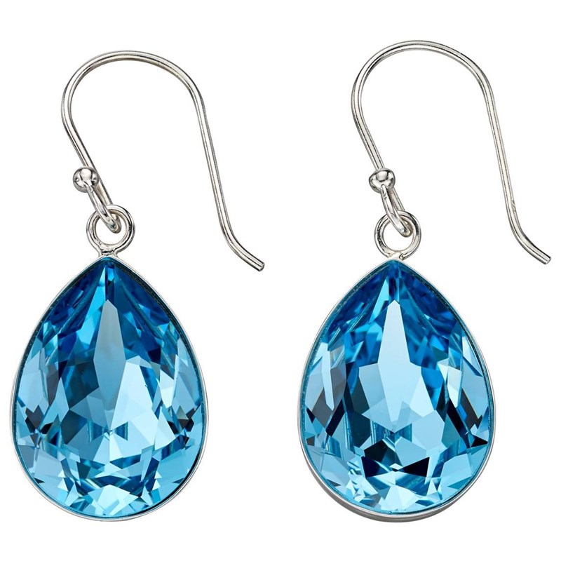 Boucle d'oreille cristal bleu en argent 925/1000