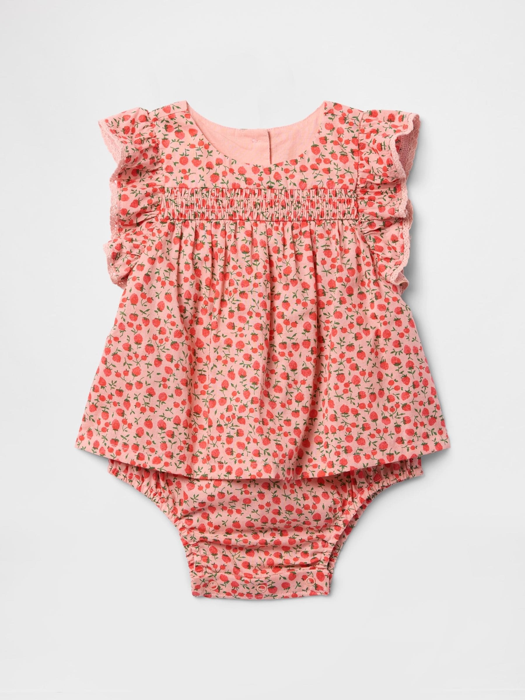 Gap gerimpelde bodysuit-jurk met ruches op de mouw (pasgeboren - 24 mnd)