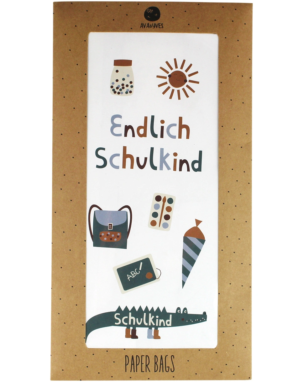 Papiergeschenktüte SCHULKIND - KROKODIL 6er-Set