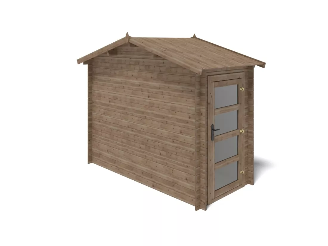 Abri de jardin en bois - 4,50m2 - 1,50x3m - Traité - Ep. 28mm - Couleur: marron - DOM673 - ALTANKA